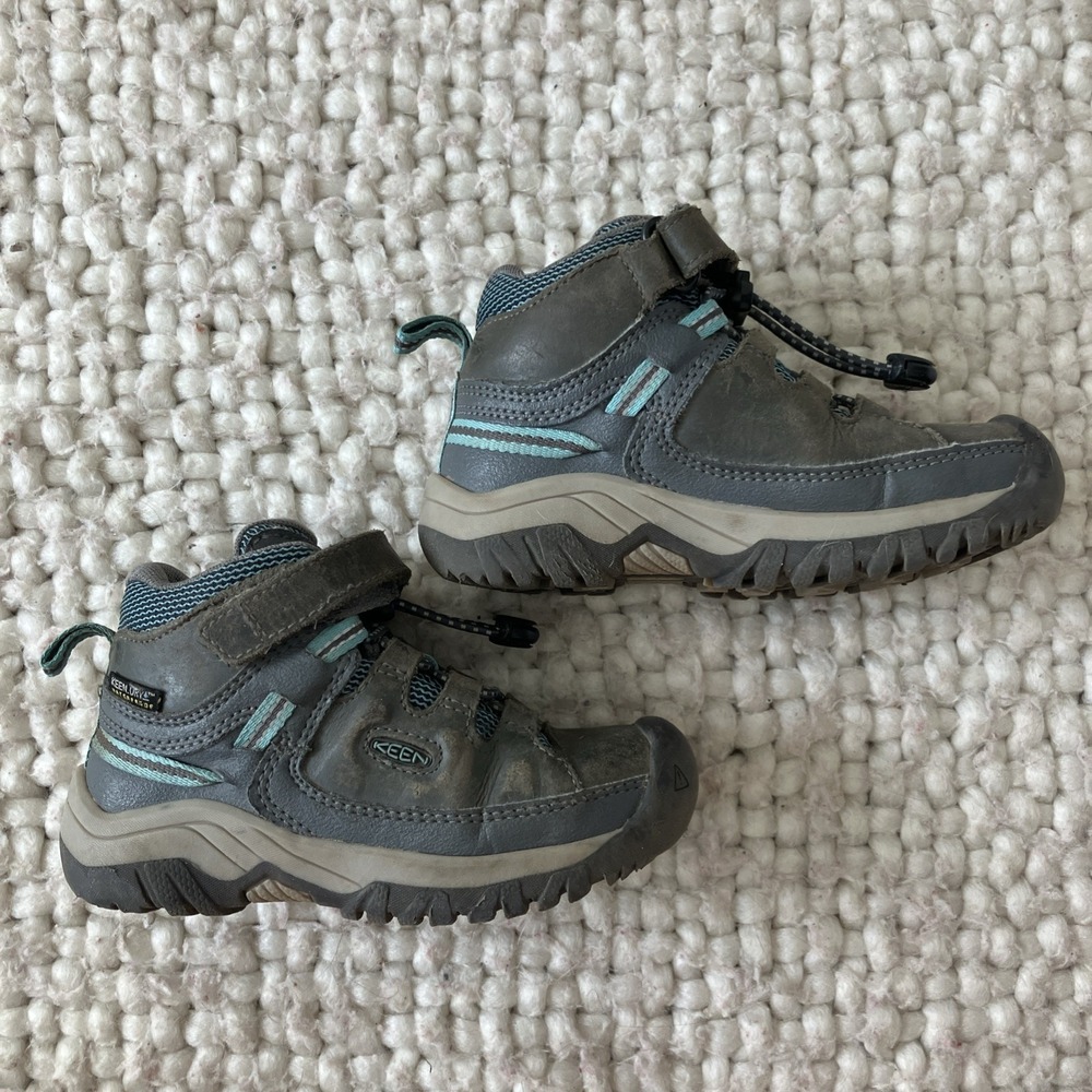 Keen Targhee Mid Waterproof Hiking Boots Shoes Little Kids Size 9 Gray Leather